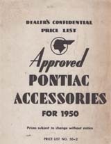 1950 Pontiac Accessories Dealer Confidential Price List